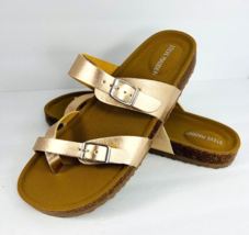Steve Madden Beached 7 Strappy Flat Sandal Rose Gold Toe Buckle Shoe - £31.89 GBP