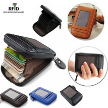 RFID Blocking Credit Card Wallet ID Holder Genuine Leather Zipper Pocket Purses - £2.25 GBP+