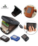 RFID Blocking Credit Card Wallet ID Holder Genuine Leather Zipper Pocket... - $2.96+