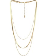 Herringbone Chain Layered Necklace, 3mm Layering Chain Long Choker Necklace - £15.21 GBP