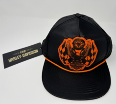 Harley-Davidson 120th Anniversary Men&#39;s Racing Flag Eagle Black Snapback Hat Cap - $39.59