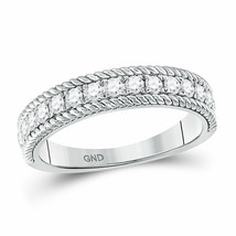 14kt White Gold Womens Round Diamond Rope Band Ring 1/2 Cttw - $711.91