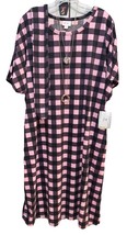 NWT LuLaRoe 3XL Pink Black Purple Checkered Marly with Pockets Sash Shif... - $37.61