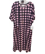 NWT LuLaRoe 3XL Pink Black Purple Checkered Marly with Pockets Sash Shif... - $702.33 MXN