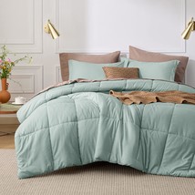 Sage Green Queen Comforter Set - Green Basket Weave Pattern Down Alternative Com - £31.96 GBP