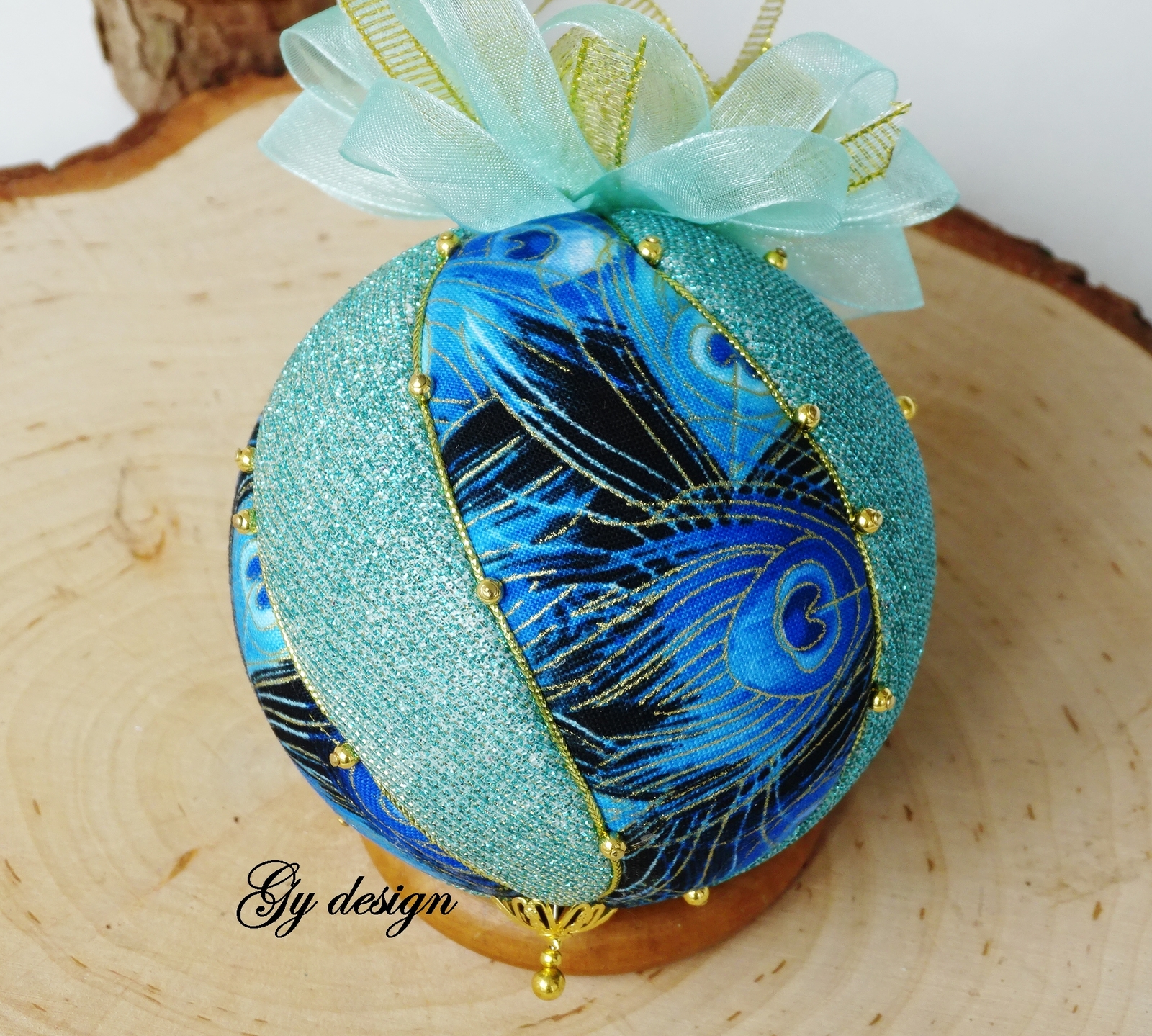 Peacock Christmas hanged tree ornament xmas gift decoration bauble blue gold