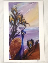 Peacock By The Ocean Beach Art Print Signed BER 2016 11&quot; x 17&quot; - $18.97