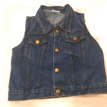 Vintage Hopscotch Denim Vest Size 24 Months dark Jean biker toddler kids... - $21.00