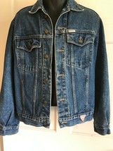 Vintage 90s Guess Jeans USA Denim Trucker Jacket Georges Marciano Medium - £45.73 GBP