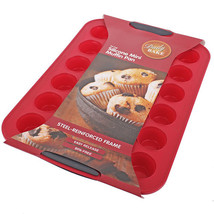Daily Bake Silicone 24-Cup Mini Muffin Pan - Red - £35.64 GBP