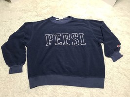 90&#39;s Pepsi Cola Soda Sweatshirt XL Navy Embroidered Spell Out Blended VT... - £11.04 GBP