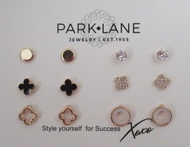 PARK LANE Sparkle Box exclusive BIRCH Earring Studs set 6. soft gold, micro CZ - £29.79 GBP