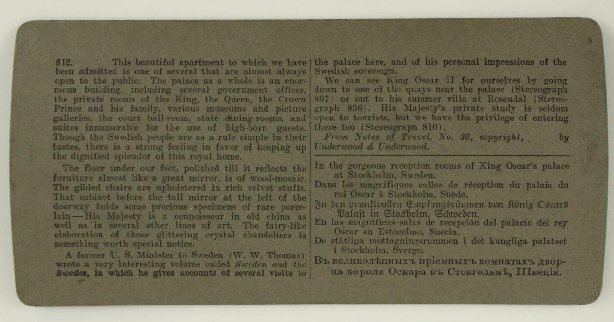 Vintage Stereoscope Photo Underwood S599 King Oscar Palace Stockholm Sweden Item image 2