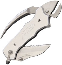 Myerchin Sailors Multi Tool Serrated Folding Blade Knife Linerlock Silve... - £29.16 GBP