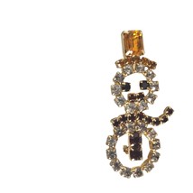 Vintage Gold Tone Rhinestone Christmas Snowman Pin Brooch Costume Jewelry - $21.28