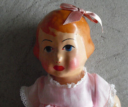 Vintage 1930s Jointed Composition Baby Girl in Pink Outfit Doll 11 1/2&quot; Tall - £85.69 GBP