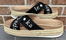 Women&#39;s Kate Spade Black/White Logo Piper Espadrille Sandals Size 9B - £52.73 GBP