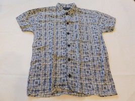 No Boundaries Boy&#39;s Youth Short Sleeve Button Up Shirt Size S 8 Blue Palm Trees - £20.19 GBP