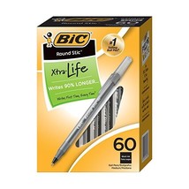 BIC Round Stic Ball Pen, Medium Point, 1.0 mm, Black, 60 Pens (GSM609-Blk)  - £23.13 GBP