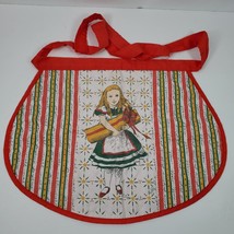 Vintage 1980 Christmas Kitchen Half Apron 16&quot; Long 64&quot; Waist w/ Ties - £13.25 GBP