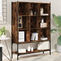 Industrial Rustic Smoked Oak Wooden Large Open Bookcase Storage Shelving Unit - £211.31 GBP
