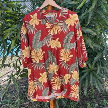 Tommy Bahama Men&#39;s XL Silk Shirt Button Front Short Sleeve Hawaiian Red ... - £21.53 GBP