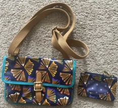 Fossil Crossbody Bag Colored Pencil Print Abstract Floral Coated Canvas ... - $30.00