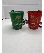 2 Pieces Christmas Shot Glass Necklace Plastic Green Red Team Naughty Nice - $2.48