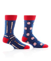 Yo Sox Men's Premium Crew Socks Baseball Motifs Cotton Antimicrobial 7-12