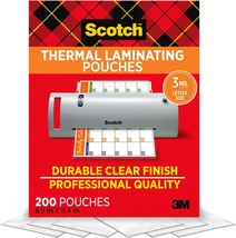 Scotch Thermal Laminating Pouches, 200 Count, Clear, 3 mil., Ideal Offic... - £45.47 GBP
