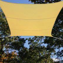 Beige Mesh Sun Shade Sail Canopy Square 13 x 13 Foot UV Outdoor Patio Backyard - £31.44 GBP