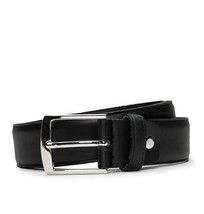 Dress full grain belt on black vegan leather &amp; square frame sleek metal buckle  - £32.45 GBP