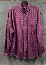 VTG Eddie Bauer Shirt Mens XL Maroon Chambray Outdoor Outfitter Button Front - £16.42 GBP