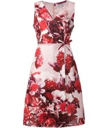 NWT New Designer Carolina Herrera $2490 Pink Silk Dress Flowers Red 12 W... - £1,970.49 GBP