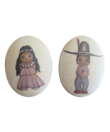 Southwest American Indian Hand Made Boy Girl Ceramic Crackle Wall Plaque - $443.79 MXN