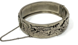 Vintage Lisner Bangle Bracelet With Raised Leaves and Flowers - $23.74