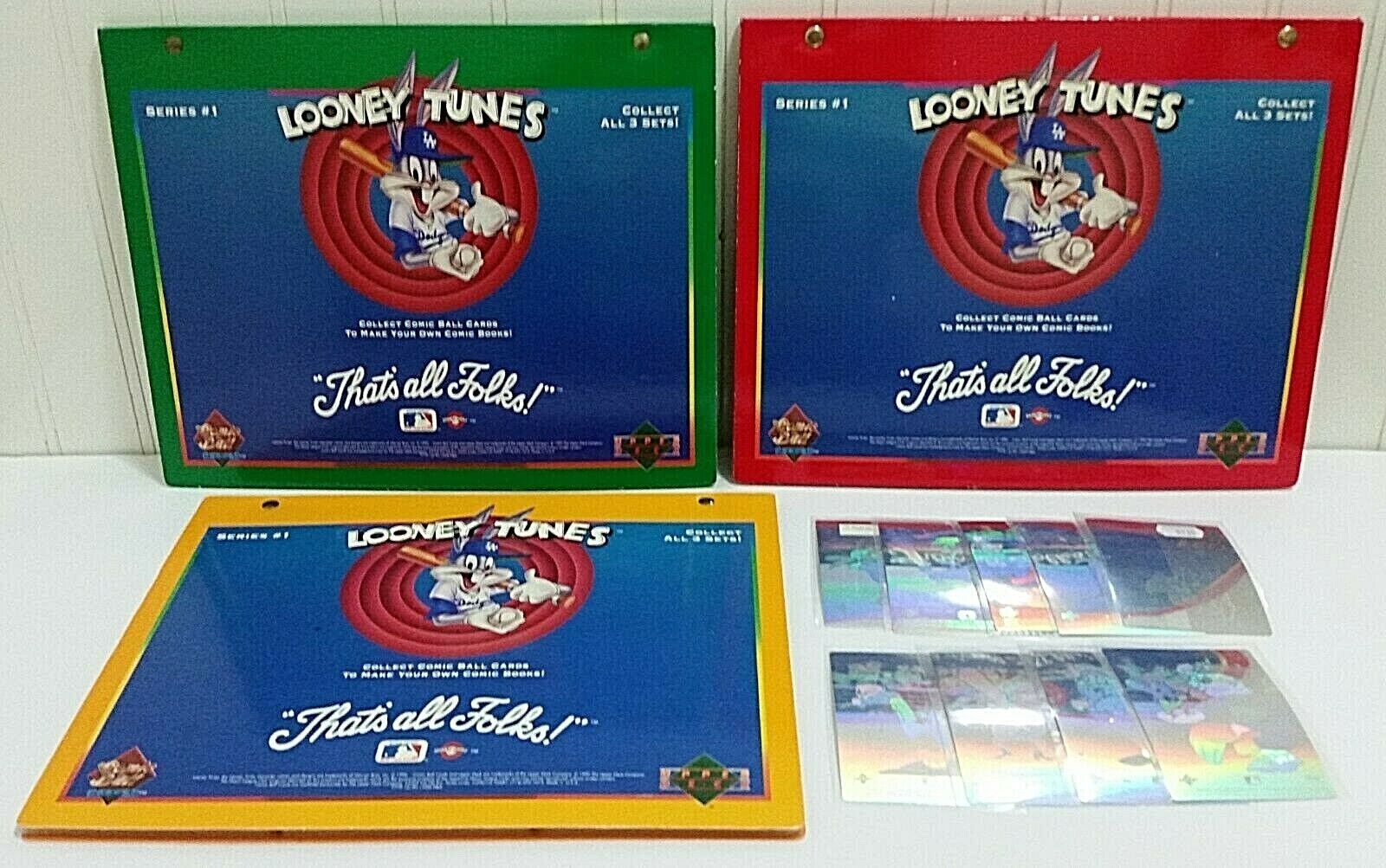 1990 UPPER DECK Comic Ball Series 1 LOONEY TUNES 3 Album Baseball Card Set Holos - £37.45 GBP