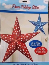 Independence Day Patriotic Paper Folding Stars 2 Pieces Red Blue Party - $8.66
