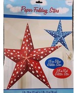 Independence Day Patriotic Paper Folding Stars 2 Pieces Red Blue Party - £6.47 GBP