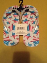 July 4th flip flops patriotic Size 11 12 XL shoes American Flag USA thon... - $7.59