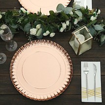 20 13&quot;&quot; Rose Gold Round Paper Serving Trays Scalloped Rim Design Disposable Gift - £32.82 GBP