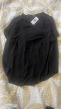NWT Torrid Black Chiffon Smocked Keyhole  Short Sleeve Blouse Top Shirt 00 Sz L - £16.86 GBP