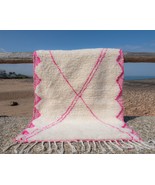 Rug Pink Moroccan Rug Custom Berber BeniOurain Handmade Azilal Soft Wool... - £99.40 GBP+