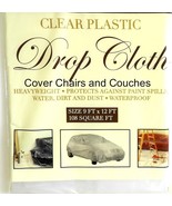 2pk  Clear Plastic Protective Chair and Couch Cover Drop Cloth 9&#39; X 12 - $186.63 MXN