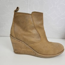 EMU Rosewood Wedge Womens Size 7 Tan Brown Suede Side Zip Heels Boots - $35.18