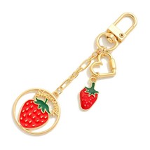 Enamel Strawberries Chain Link Keychain Bag Chain - $14.85