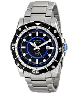 Bulova Men's 98B177 Marine Star Quartz Black Blue Dial Stainless Steel Watch New - $250.00