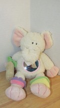 Plush FAO Schwarz Baby cream pink soft plush Elephant mirror rattle squeaks 10&quot; - £7.11 GBP