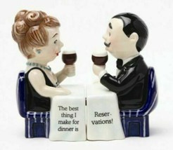 Dinner Reservation Ceramic Salt and Pepper Shaker Set Wedding Anniversary - $328.55 MXN