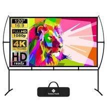 Projector Screen With Stand Foldable Portable Movie Screen (16:9), Hd 4K Double  - £111.39 GBP